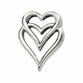 14K White Double Heart Pendant Slide